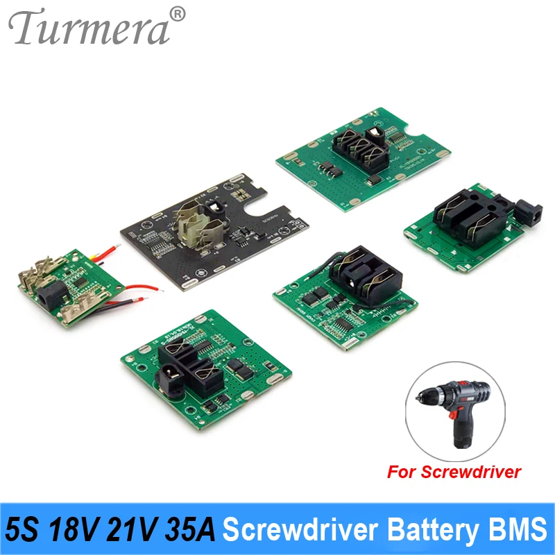 Turmera 5S 18V 21V 35A BMS 18650 Lithium Battery Protect Board Balance With DC Plug for Electric Drill Screwdriver Batteries Use