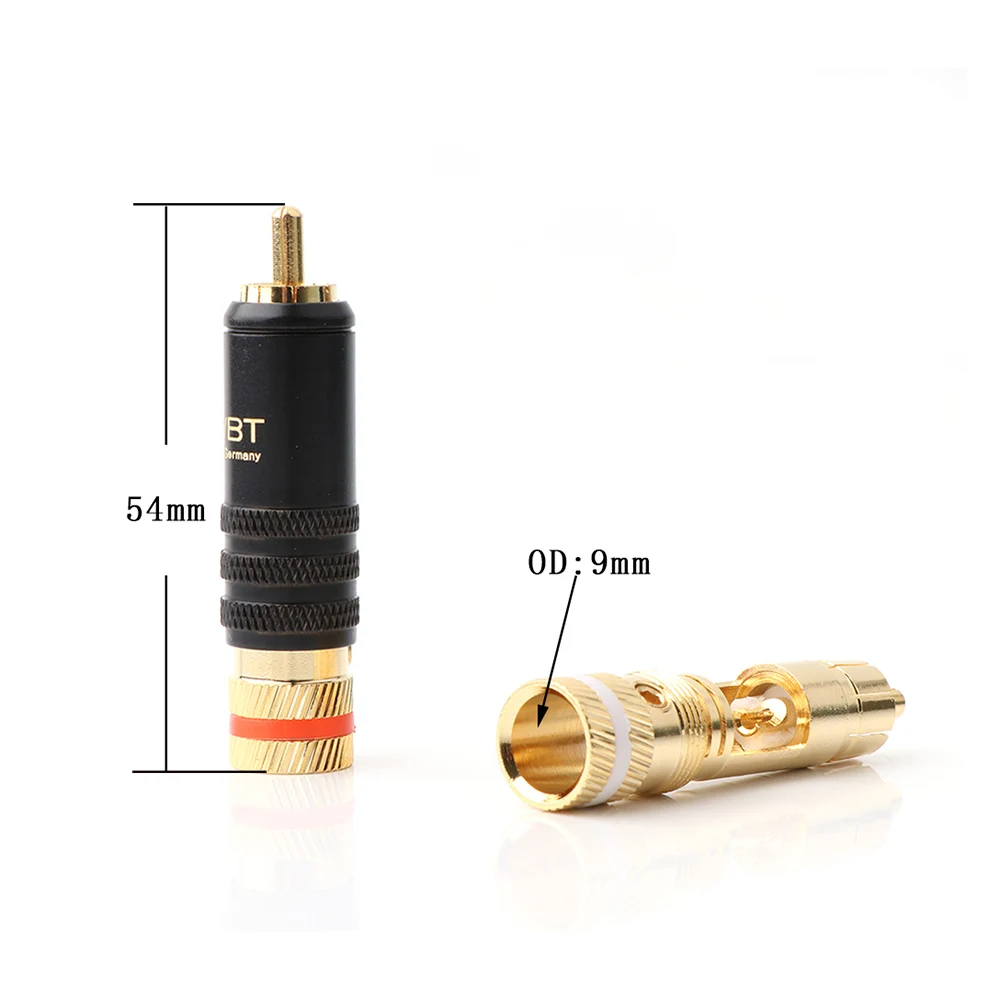 WBT0144 Gold Plated RCA Plug Mayitr Durable RCA Connector Screws Soldering Locking Audio Video Fix for 8mm audio cable