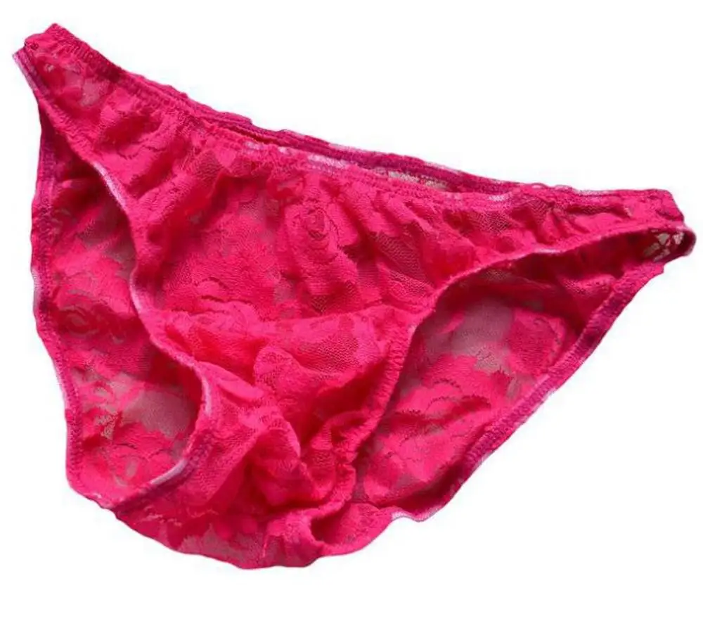 Sexy Men Brief Underwear Low Waist  Male Lace Rose Underpants Breathable Panties Slip Homme ZJH498