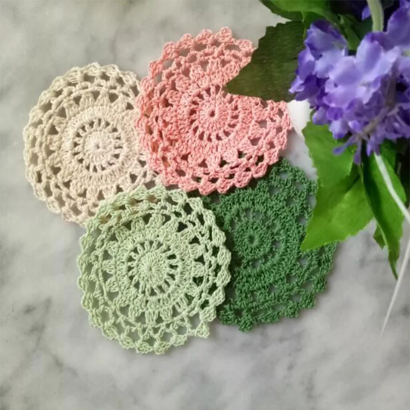 HOT Lace Round Cotton Table Place Mat Dining Pad Cloth Crochet Placemat Cup Mug Tablecloth Tea Coaster Handmade Doily Kitchen