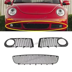 3pcs Car Light Grille For VW Beetle 2006 2007 2008 2009 Car Front Bumper Fog Lamp Fog Light Cover And Lower Center Grille