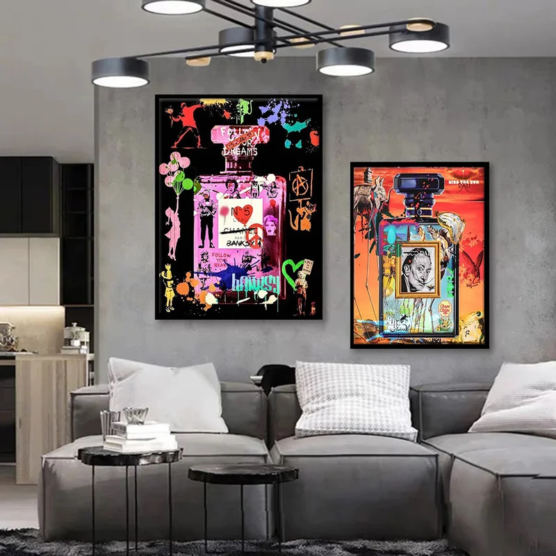 

Abstract Street Graffiti Art Perfume Bottle Canvas Painting Fashion Poster and Print Wall Art Picture for Living Room Home Decor