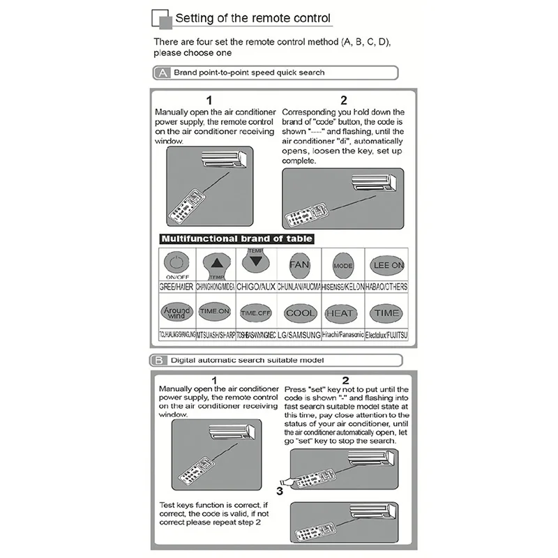 1pc Universal Wireless Air Remote Control K-1028E 1000 in 1 AC Digital LCD Remote Control for Air Conditioner Distant Control