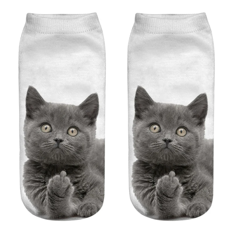 Meias Curtas Harajuku para Mulheres, Unisex, Kawaii, Colorido, Múltiplo Cara de Gato, Desenhos Animados Felizes, Tornozelo Baixo, Impressão 3D, Novo