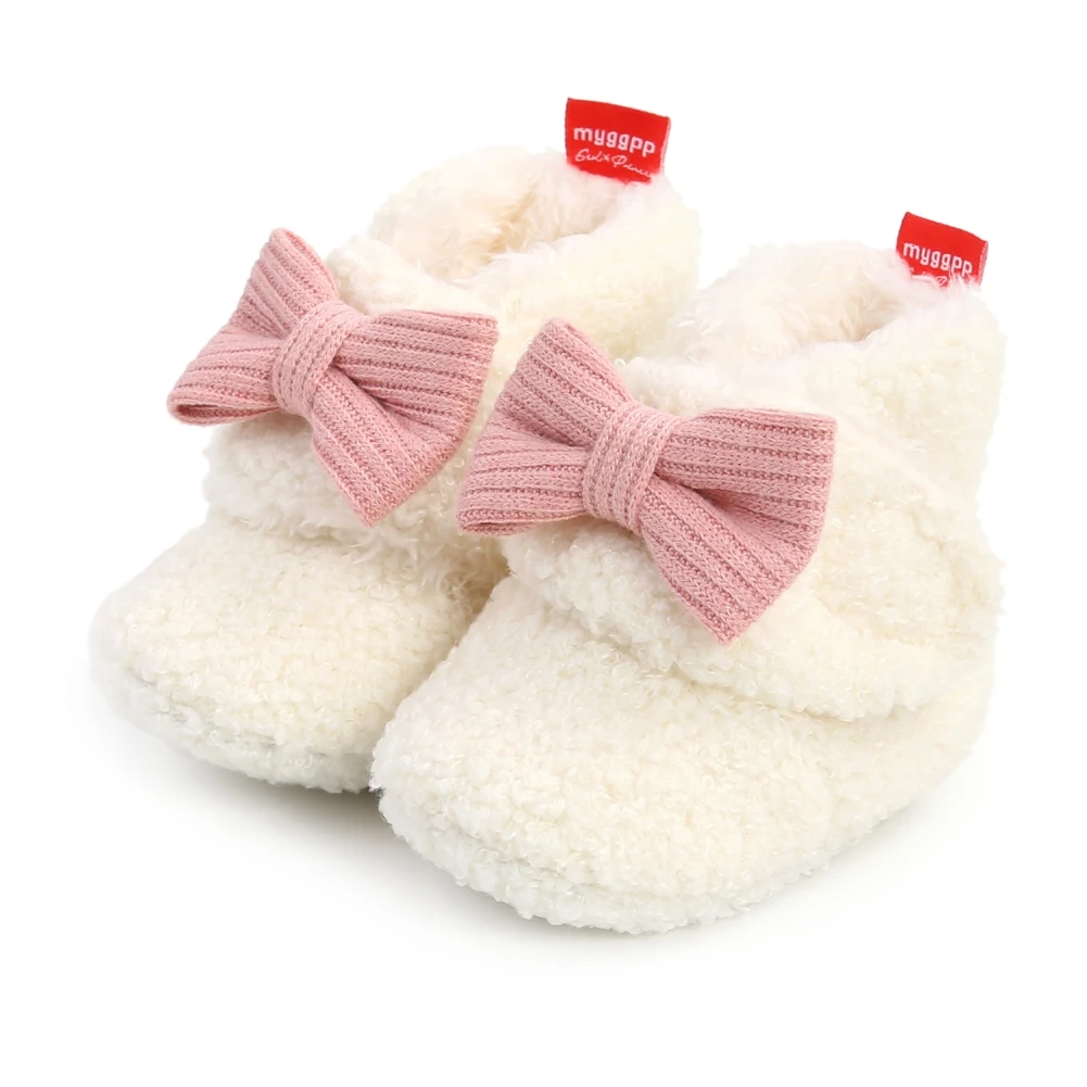 

Autumn Winter Warm Crawling Shoes For Toddler Newborn Baby Booties Boy Girl Slippers Prewalker Fur Flower First Walker 0-18M