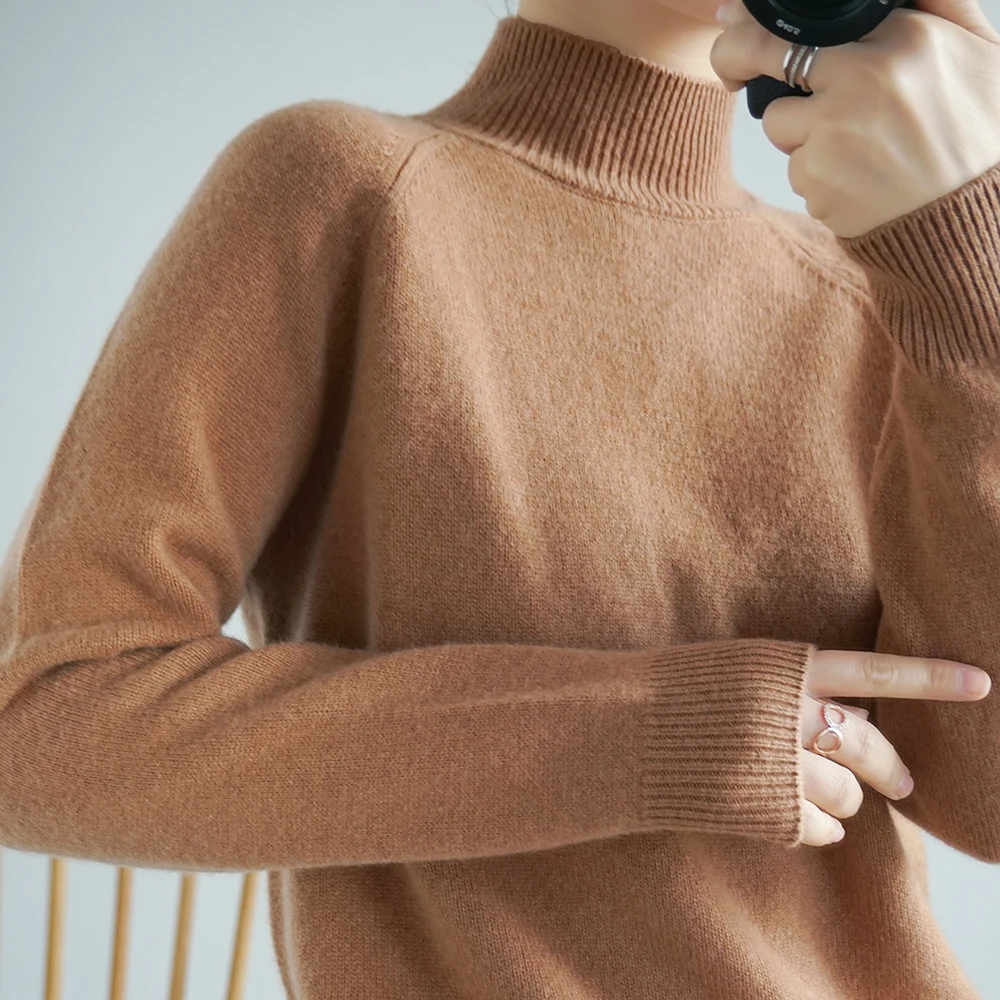 Thicker Warm Sweater for Woman 100% Pure Wool Knitted Jumpers 2019 New Fashion Ladiese Turteneck Merino Wool Pullovers female