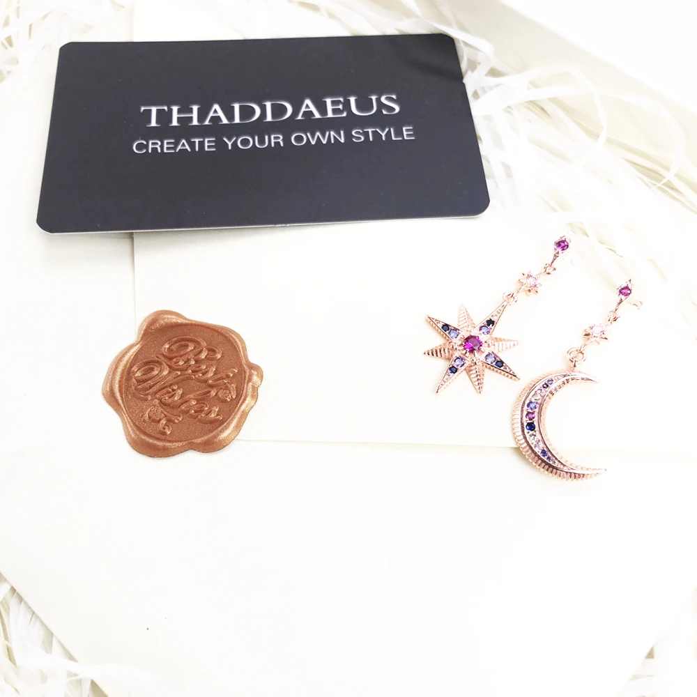 Tropfenohrring Stern & Mond Vintage Geschenk für Frauen Hochwertige Roségoldfarbe 925er Sterlingsilber Modeschmuck – Detail 5