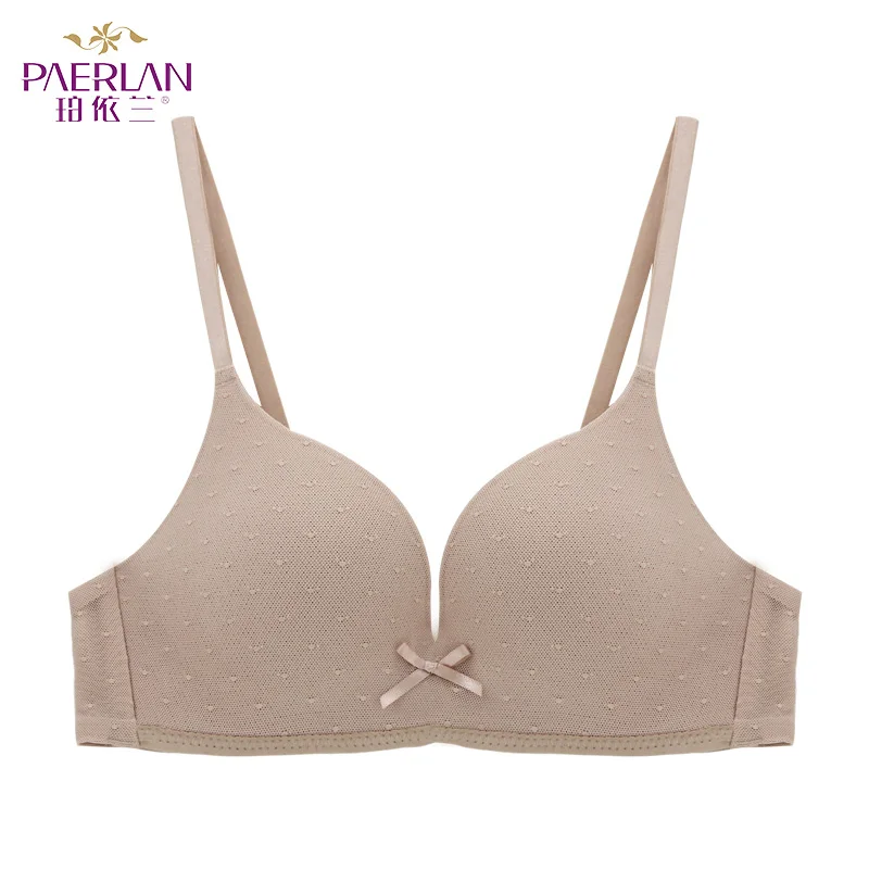 PAERLAN Comfortable Wire Free Push Up Bra Sexy Small Breast Smooth Seamless Breathable Mesh One-piece Bow-knot Underwear Woman