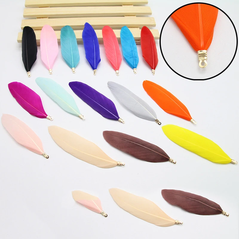 50pcs Metal Clip Hard Floating Feather Handmade Color Goose Plume DIY Plumas Kindergarten Jewelry Pendant Bag Craft Material