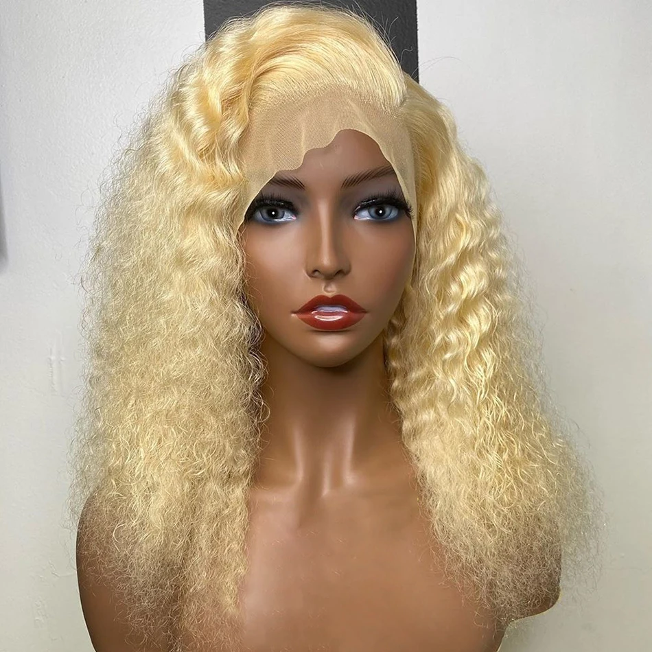 

Free Part 613 Long Kinky Curly Human Remy Hair Lace Frontal Wig With Baby Hair Glueless Preplucked Lace Wigs For Women Brazilian