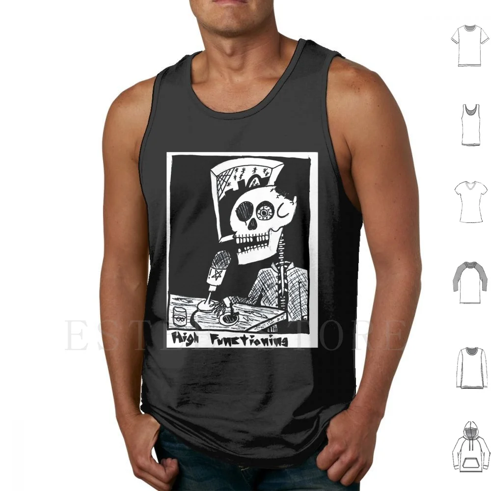 High Functioning Tank Tops Vest Sleeveless Podcast Punk Metal Funny Skeletons Hand Drawn Cool High Functioning Suicide