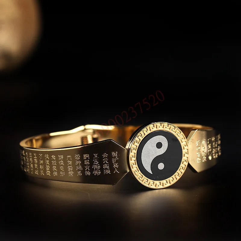 

Taoist artifact, titanium steel vacuum plating, golden light, mantra, Tai Chi bracelet