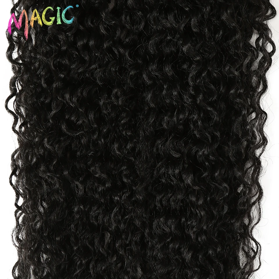 Magic-Bundles de cheveux bouclés crépus, tresses de document noir, extensions de cheveux synthétiques, accessoires pour cheveux bouclés, 22 po, 24 po, 26 po, 7 pièces