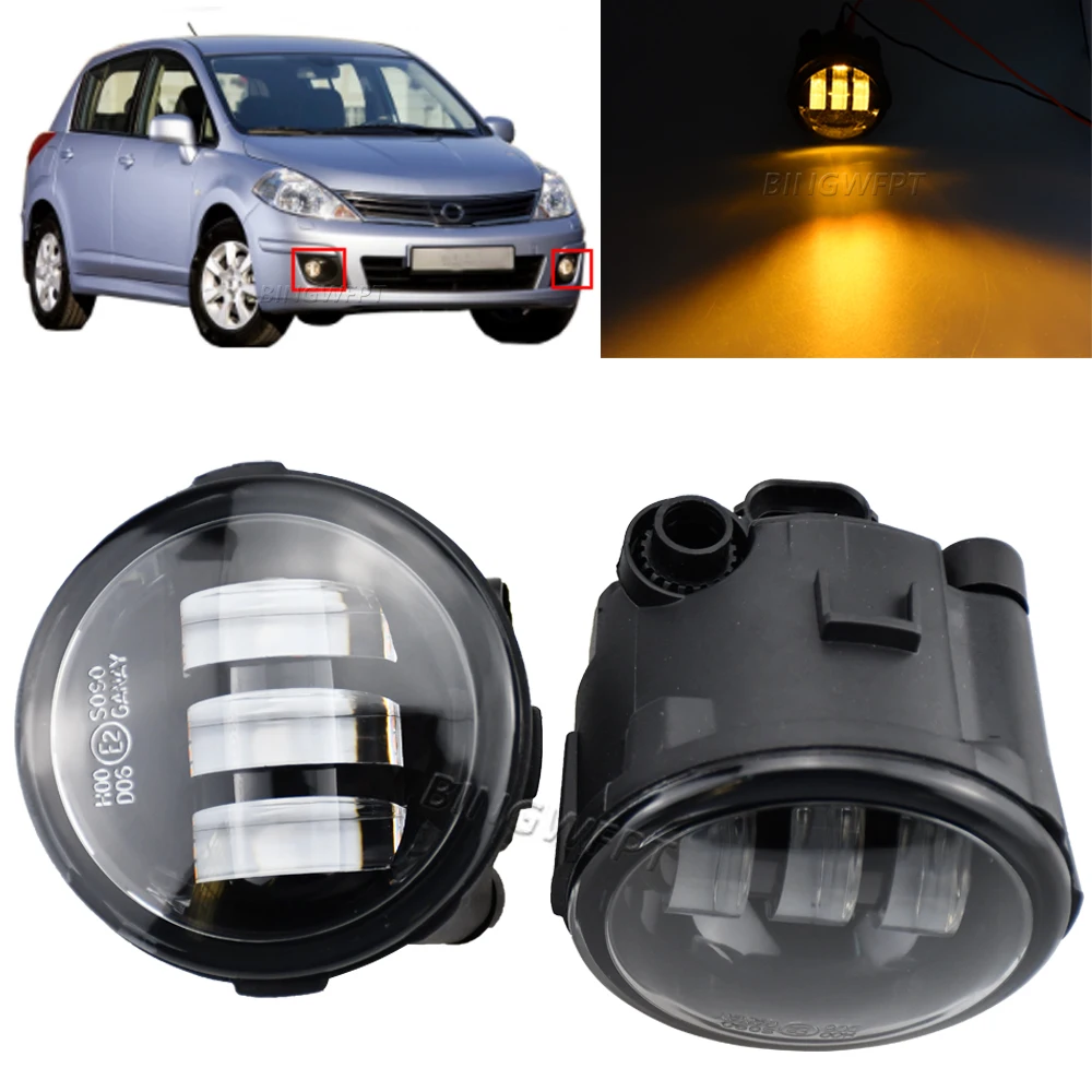 2pcs/lot Car Assembly Fog Lamp H8/H11 12V Daytime Running Light DRL LED Fog Lights For Nissan Tiida (C11) 2007-2012