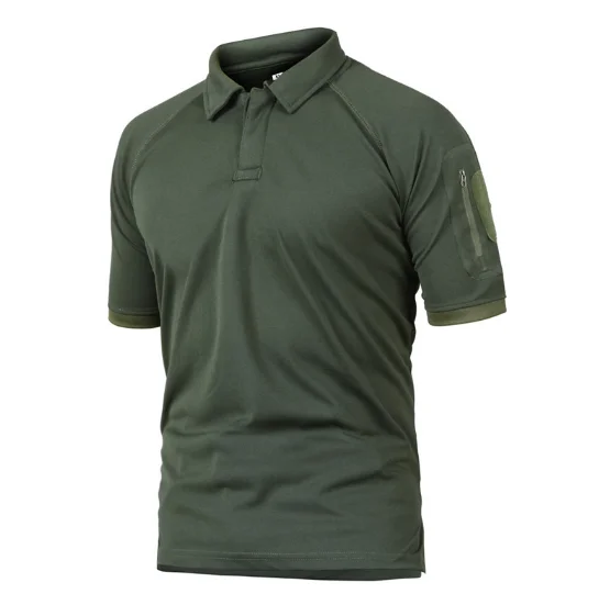 Camiseta polo tática de camuflagem para homens, camiseta polo militar de secagem rápida, uniforme casual e respirável, camisetas com manga curta