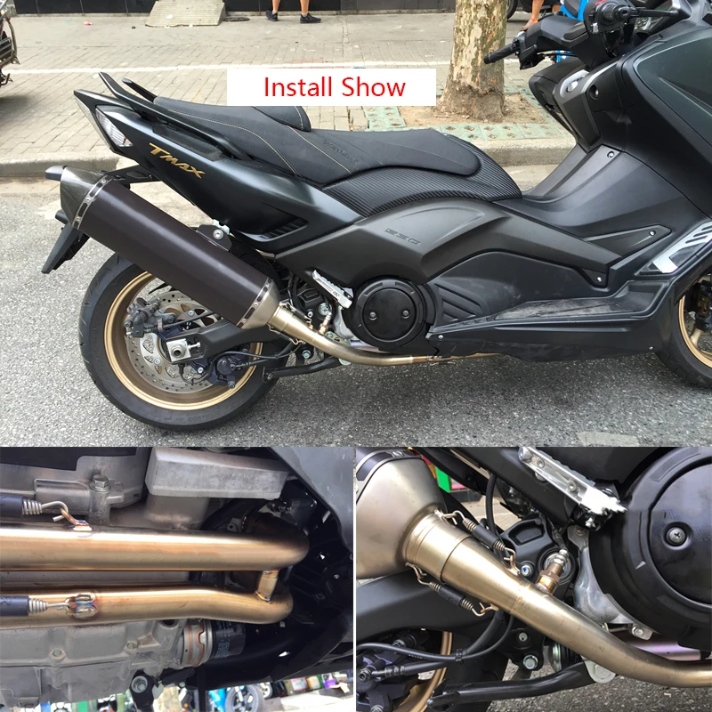 For Yamaha TMAX530 TMAX500 Until 2016 Complete Exhaust System Motorcycle Header Link Pipe Slip On 51mm Muffler Escape 570mm