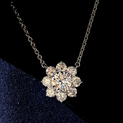 Huitan Luxury Flower Necklace with AAA Cubic Zirconia Temperament Sweet Women's Necklaces Eternity Wedding Jewelry 2021 Trend