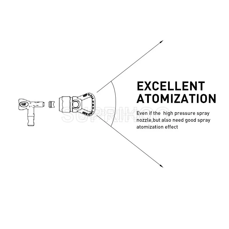 Suprihoo-1-6 시리즈 에어리스 팁 노즐 미세 마감 저압 7/8 노즐 가드 에어리스 페인트 스프레이, 에어리스 페인트 분무기 건용