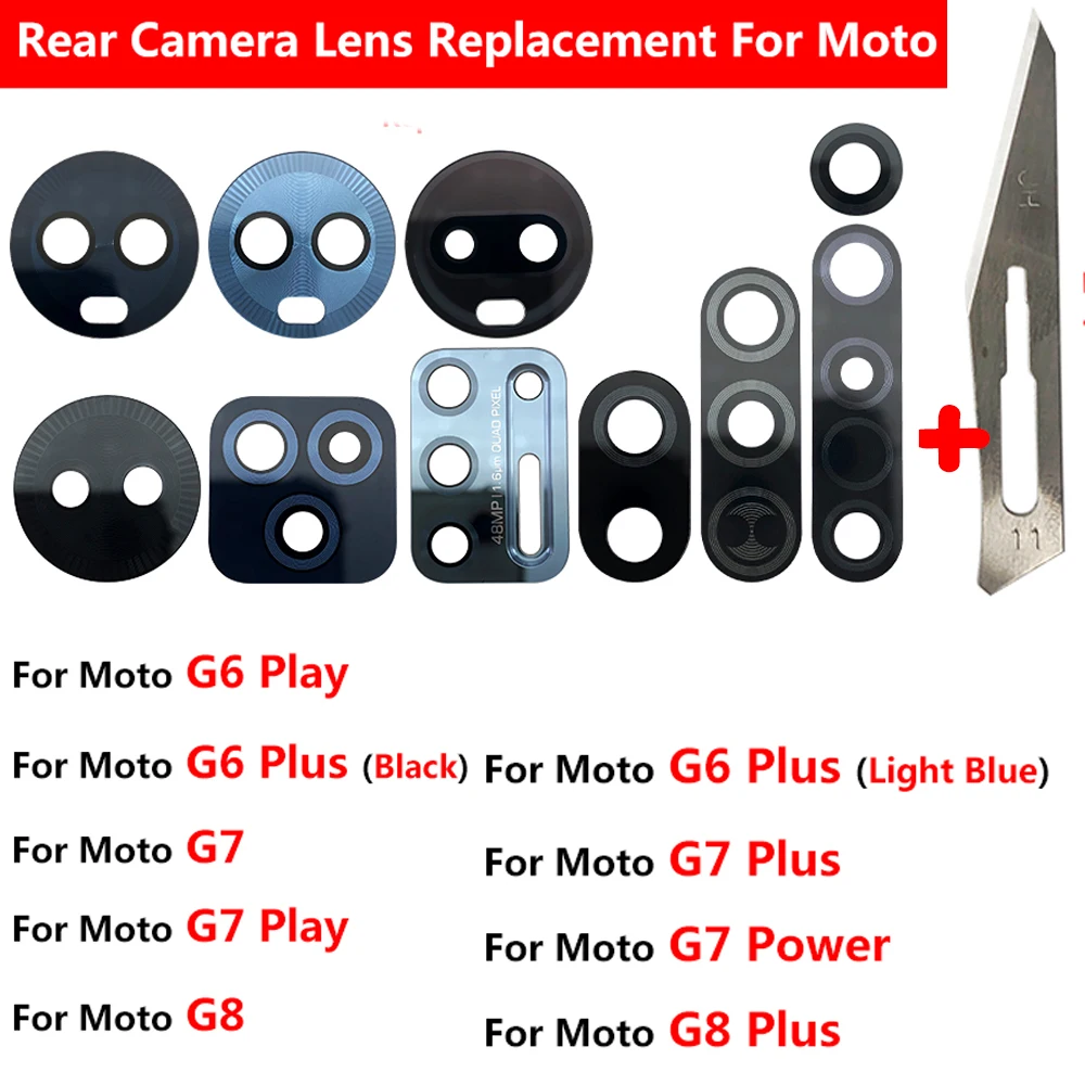 NEW Camera Glass Lens For Motorola Moto G5 G5S G6 G7 G8 Plus Play Power G8 Power Lite Rear Back Camera glass Lens With Adhesive