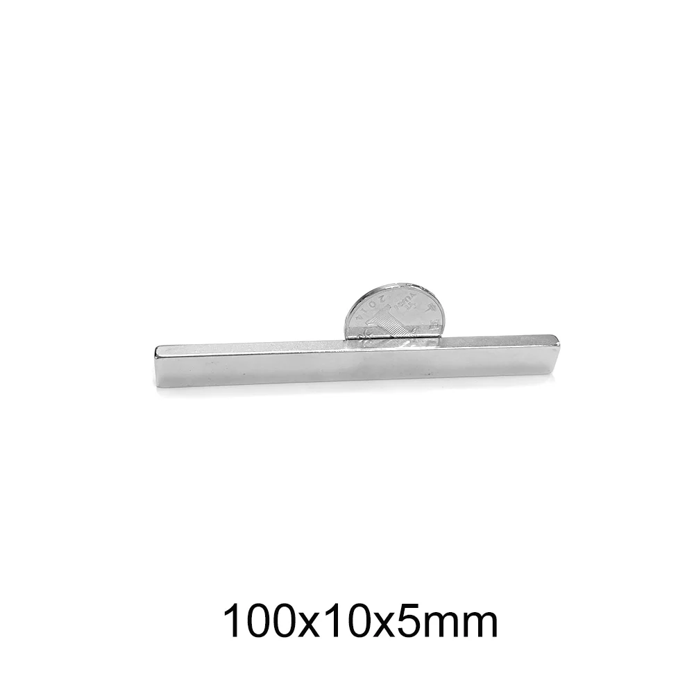 1/2/5/10PCS 100x10x5mm Longer Block Powerful Strong Magnetic Magnets N35 100x10x5 Quadrate Permanent NdFeB Magnets 100*10*5