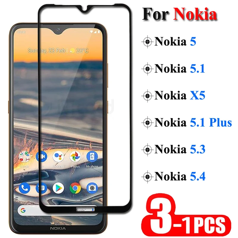 1-3Pcs Full Cover Premium Tempered Glass For Nokia 5.3 5.4 Screen Protector Protective Glass For Nokia 5 5.1 Plus X5 Glass Film