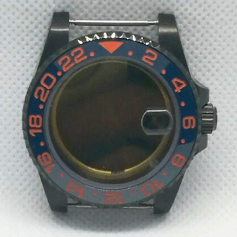 

40mm Sapphire Glass Ceramic Bezel PVD Watch Case fit NH35A NH36A MIYOTA 8215 821A 8205 Seeing/Solid Glass Back