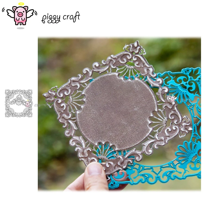 Piggy Craft metal cutting dies cut die mold Lace corner square frame Scrapbook paper craft knife mould blade punch stencils dies