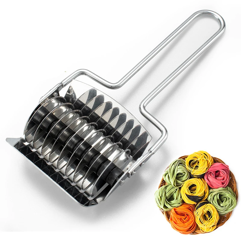 Stainless Steel Manual Noodle Pressing Cutter Spaghett Maker Knife Machine Dough Garlic Ginger Roller Cut Kitchen Gadgets