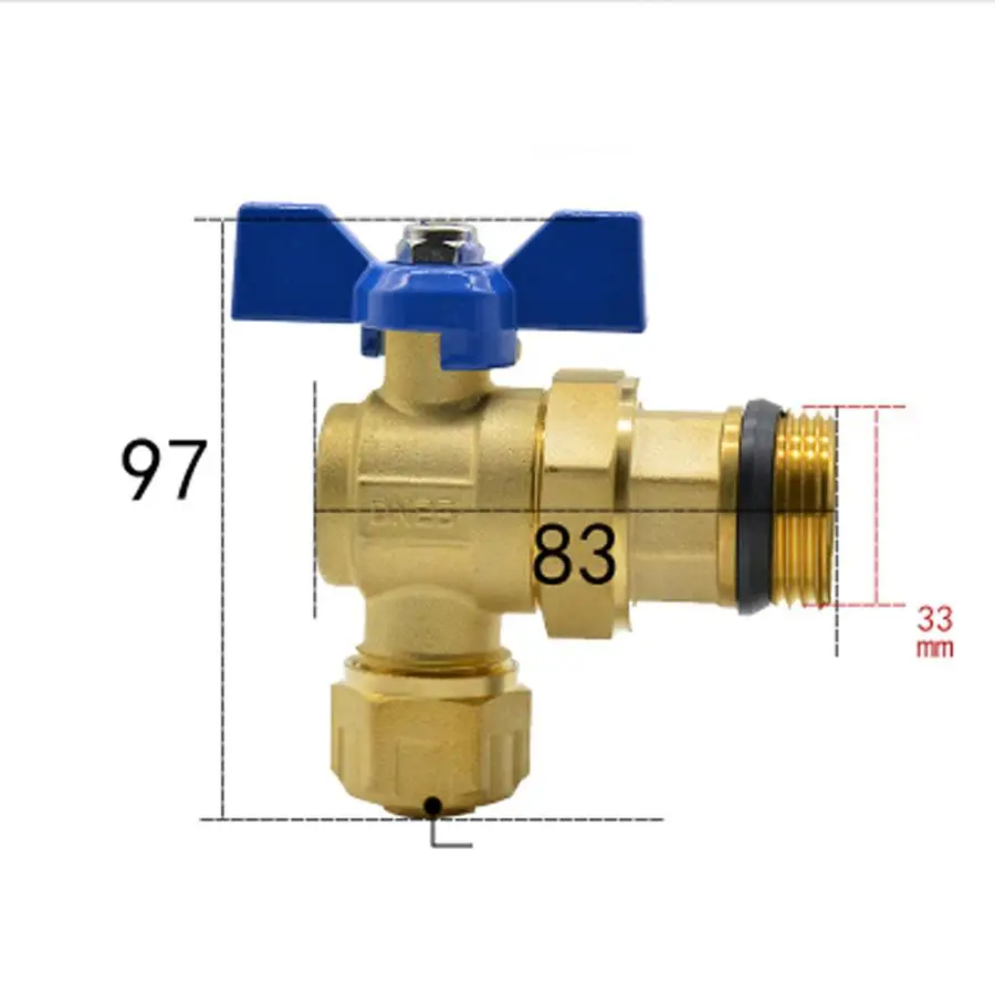 

Труба DN25 G 1 "BSPP Male, 16/20 мм ID/OD PEX, латунь угловой шаровой кран, с синей ручкой для подачи воды