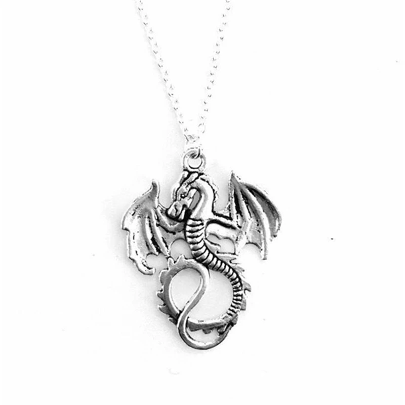 Dragon Mecklace Mythical Winged Dragon Charm Pendant Necklace 18