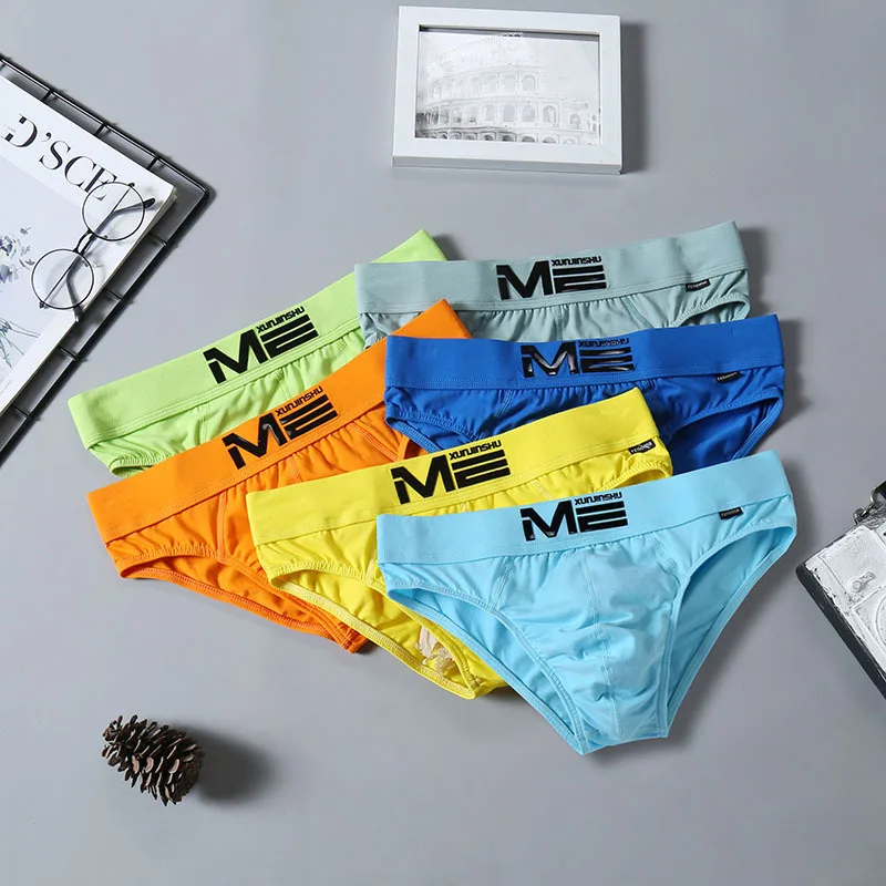 Sexy Men's Panties Underwear Cotton Sexy Low Waist Breathable 3D Relief Briefs Personalized Cotton Men's Shorts Panties 3Pcs/Lot