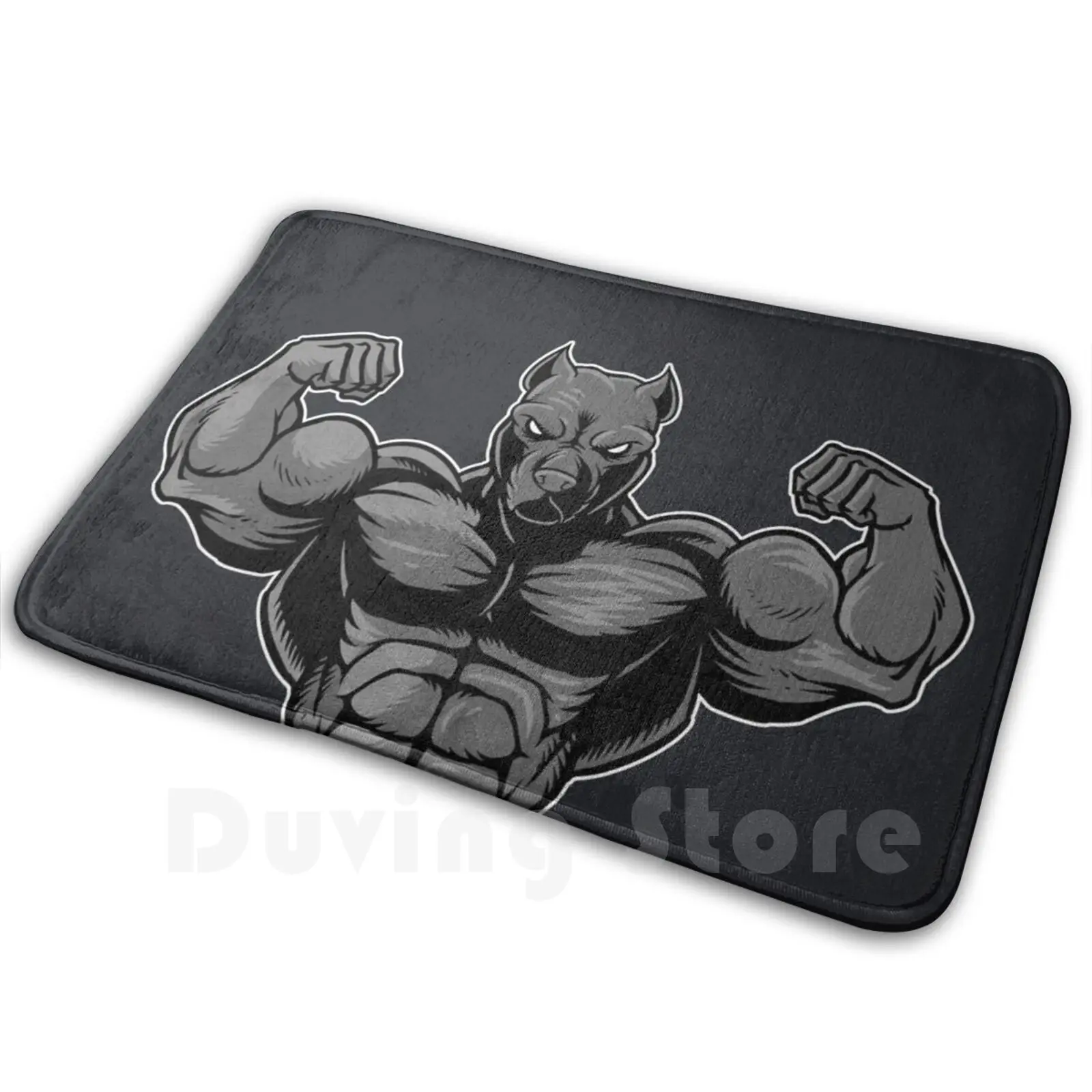 Bodybuilding Pitbull Dog Mat Rug Carpet Anti-Slip Floor Mats Bedroom Gym Gym Pitbull Pitbull Muscle Muscle Flex Motivation