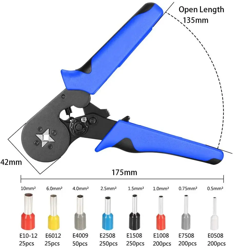 0.08-10 Mm Buis Krimptang Gereedschap Set 1200 Stuks Terminal Krimpgereedschap Mini Elektrische Tang HSC8 Precisie Klem set