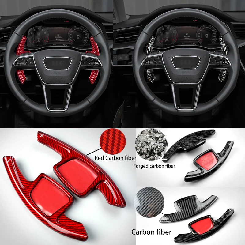 

For Audi A3 A4 S4 A5 A6 C8 A7 A8 2021 Carbon Fiber Car Interior Steering Wheel Shift Paddle Extended Paddle Shifter Cover Trim