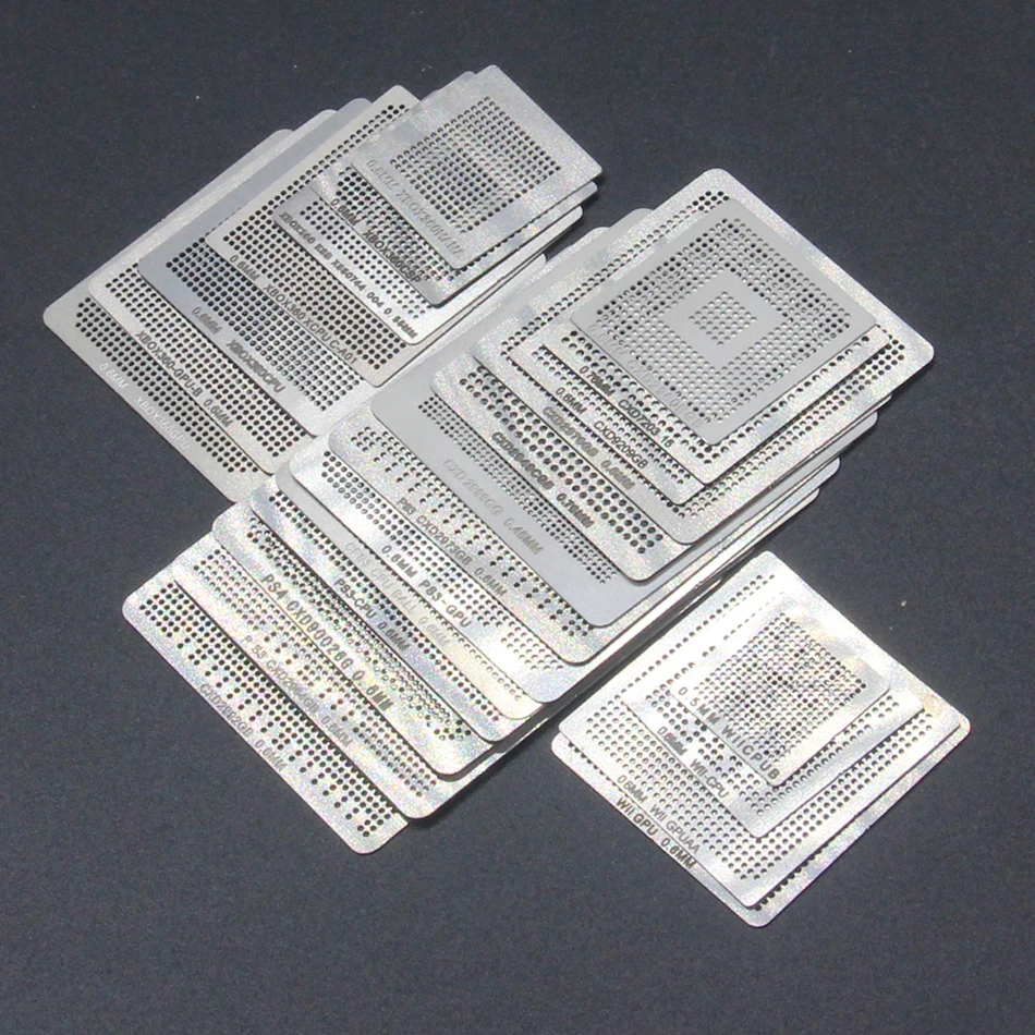 47pcs/set Direct Heat Reballing Universal Directly Stencils For Game Console PS3 CPU PS4 GPU XBOX CXD WII Chip repair template