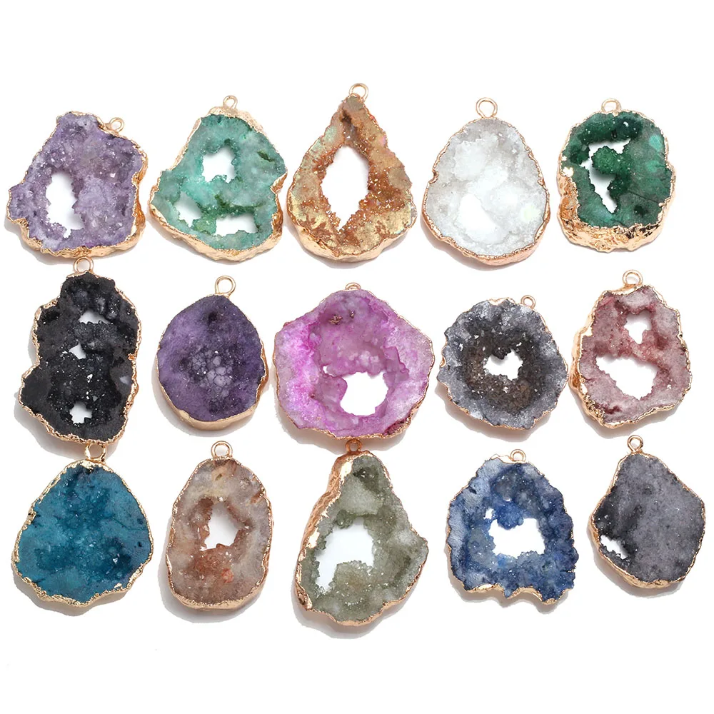 100% Natural Stone Pendants Irregular Shape Charms Druzy Pendant for Women Jewelry Making DIY Necklace Bracelet Accessories