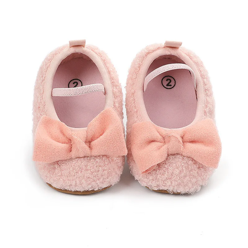 Spring Toddler Girl Crib Shoes Warm Newborn Baby Girls Bowknot Soft Sole Casual Shoes Cute Infant Prewalker