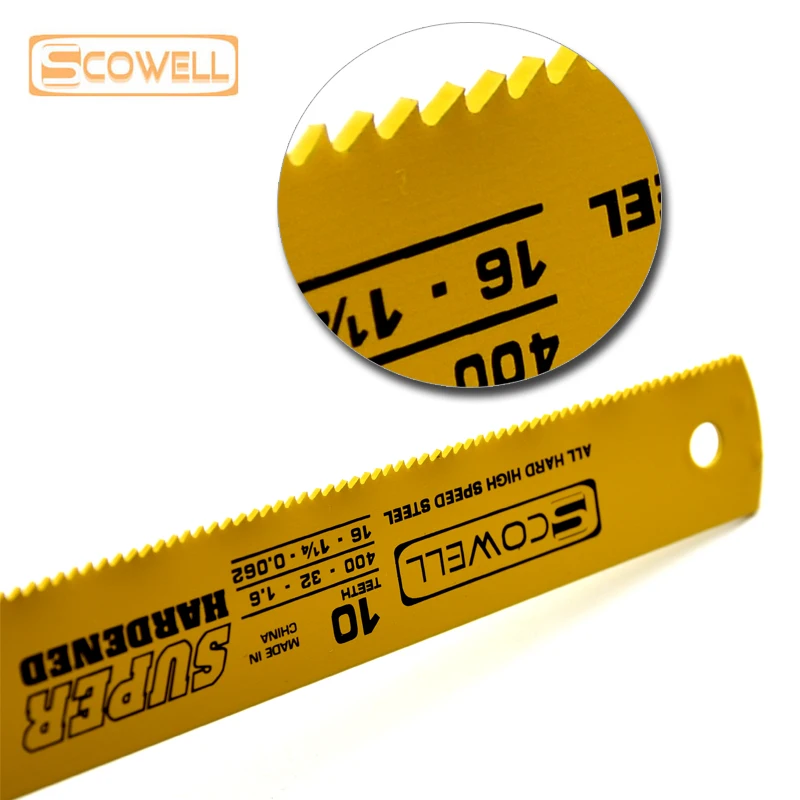 5 PCS SCOWELL Steel Saw Blades Power Hacksaw Blade For Wood 400*32*1.6mm 10TPI HSS Material Type Machine Sawing Blades