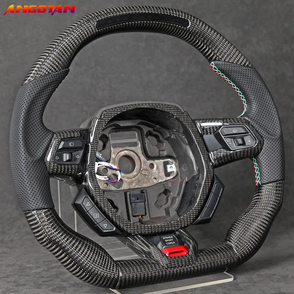 LED Carbon Fiber Perforated Leather Steering Wheel Fit For Lamborghini Huracan Racing wheel