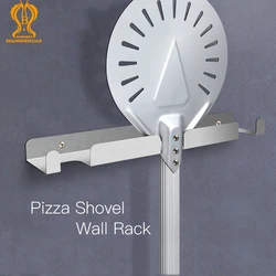 SHANGPEIXUAN Pizza Peel Wall Rack Brushed Stainless Steel Pizza Peel Wall Mounted Hanger Heavy Duty Pizza Shovel Holder Rack