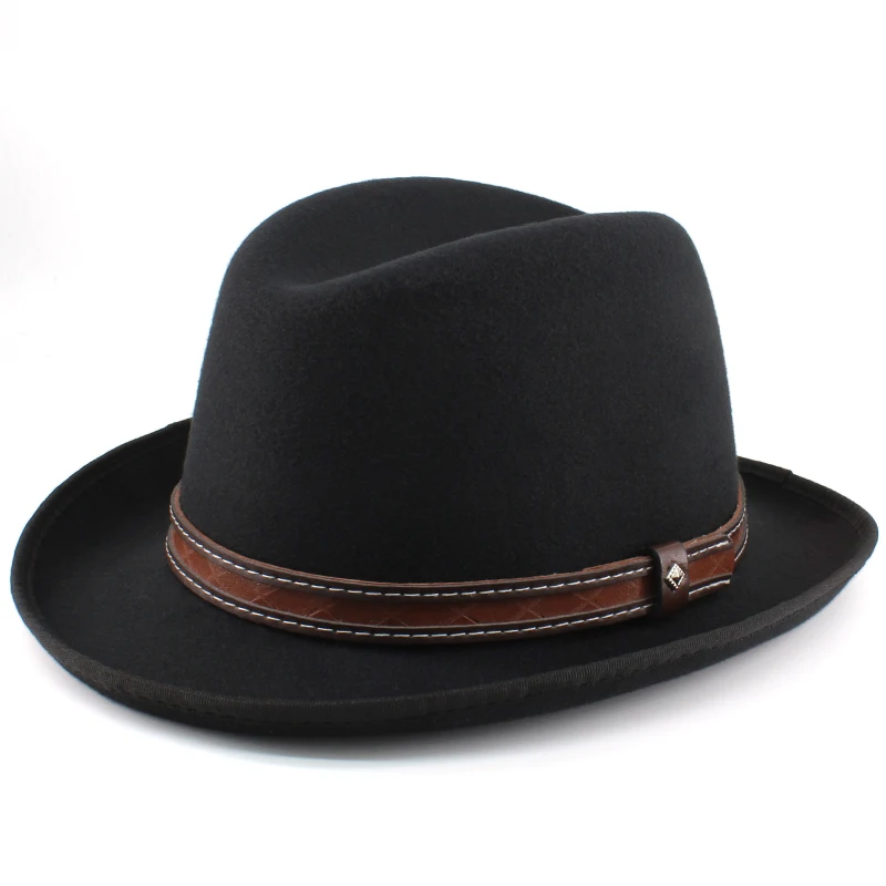 Men Women Wool Blend Classical Retro Homburg Hats Party Fedora Caps Outdoor Trilby Sunhat Jazz Winter Warm Adjustable Size M-L