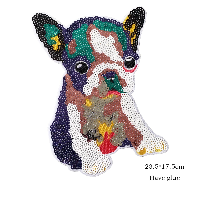 Sequins patches Cartoon Animal Dog Embroidery Patch Applique Decorative Badges Patches Decorative Badges Patches For Clothing