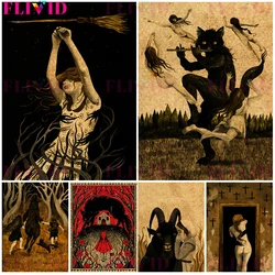 Witches And Magic Brooms Wall Art Canvas Painting The Sheep Of The Witch's Sabbath Baphomet Poster Print For Living Room Decor