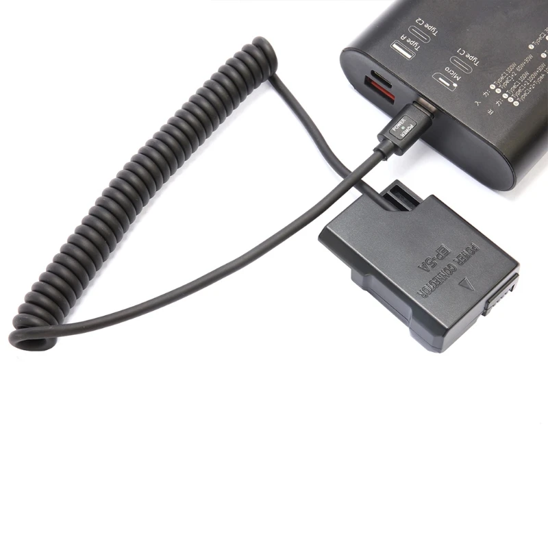 EN-EL14 Dummy Battery USB-C Coupler Adapter Dummy Battery Coupler with USB C-type Spring Power Cable for Nikon D3100