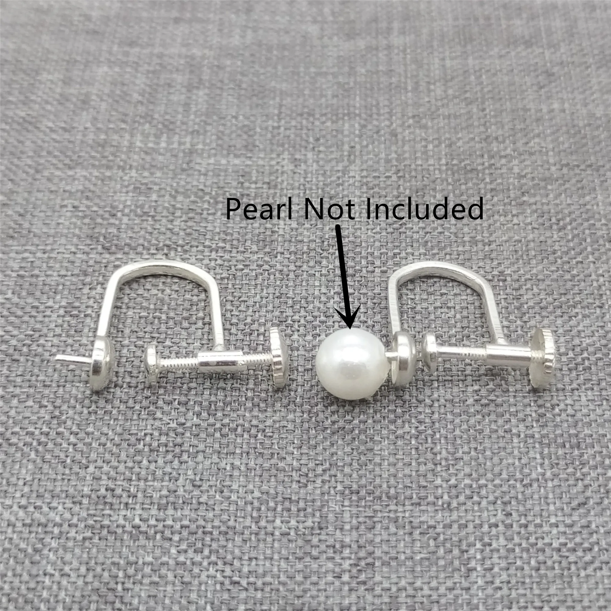 

2prs Sterling Silver Screw Back Non Pierced Earrings Cup Peg for Pearl Jewelry