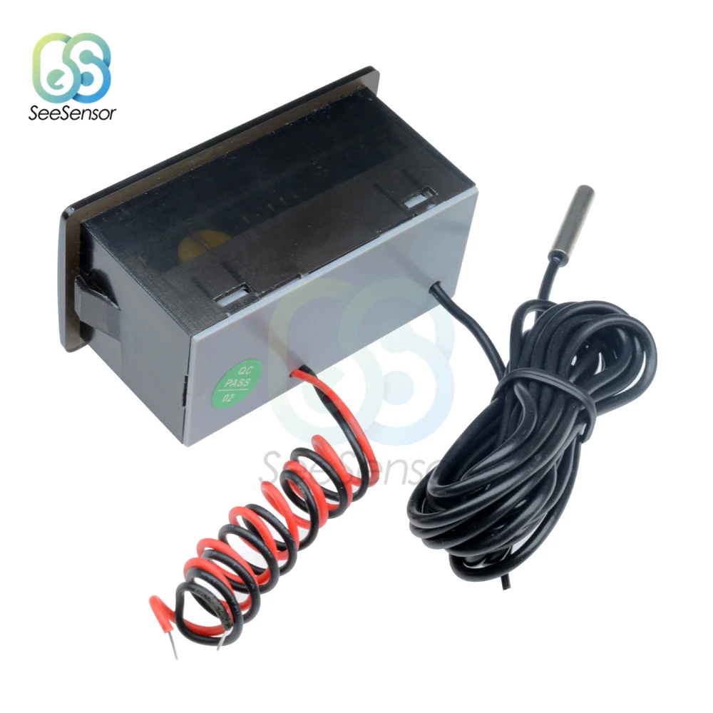 PT-6 Kỹ Thuật Số Xe Nhiệt Kế Xe Đồng Hồ Đo Nhiệt Độ Màn Hình AC 220V -40 ~ 110C Ô Tô Nhiệt Kế 2M NTC Cảm Biến