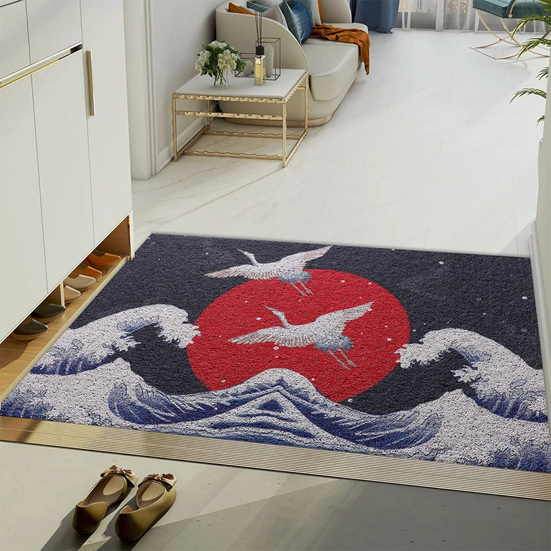 Scene Pattern Door Mat Carpet Living Room Mat Kitchen Mat Bath Mat PVC Silk Loop Mat Carpet Anti-slip Mat DIY Entrance Doormat