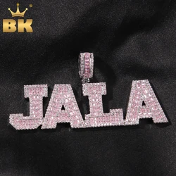 THE BLING KING Custom Name Baguettecz Letter Pendant Iced Out Bling Cubic Zirconia Personalized Name Necklace Hiphop Jewelry