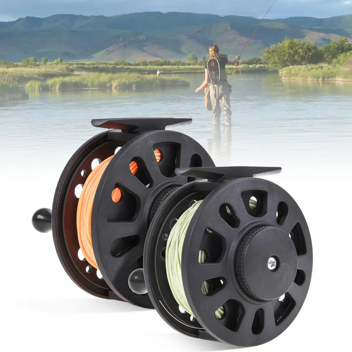 

Fly Fishing Reel with Line 5/ 6 7/ 8 WT Large Arbor ABS Left Right Hand Interchangeable Former Ice Fishing Wheel