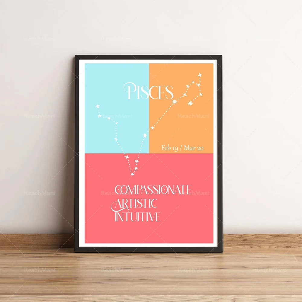 Zodiac Poster Astrology Star Sign Canvas Painting Minimalist Wall Art Picture Home Decor for Living Room Kid Bedroom Study